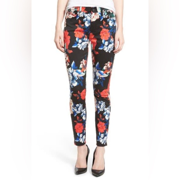 🌹🌹7 For All Mankind Mid-Rise Skinny Jeans in Victorian Garden 🌹🌹 - Picture 1 of 6